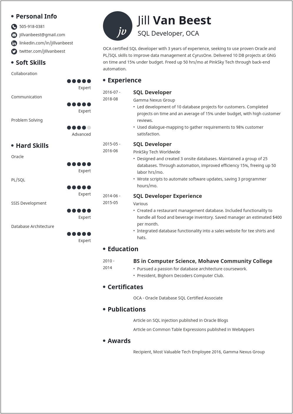 Mysql Dba Resume 5 Years Experience Sql