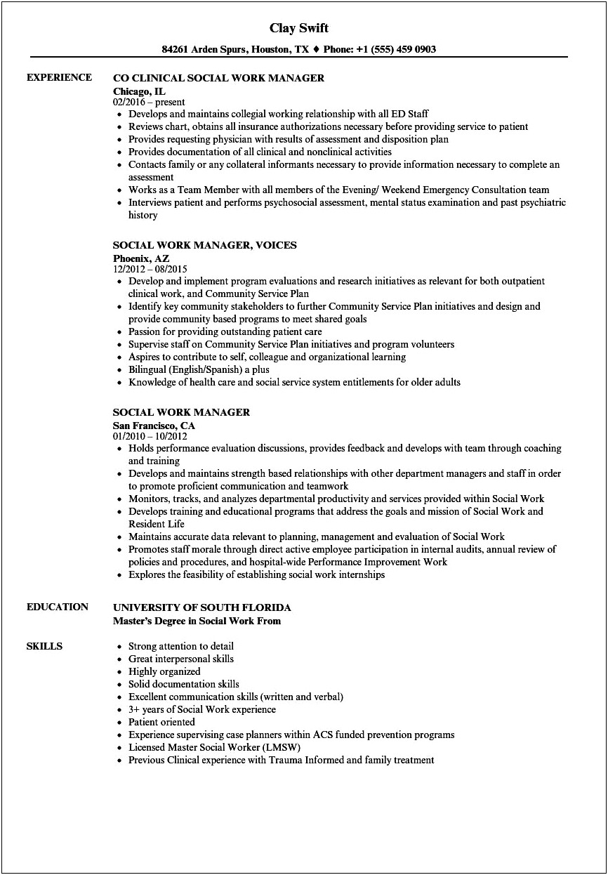 New York Licensed Social Worker Resume