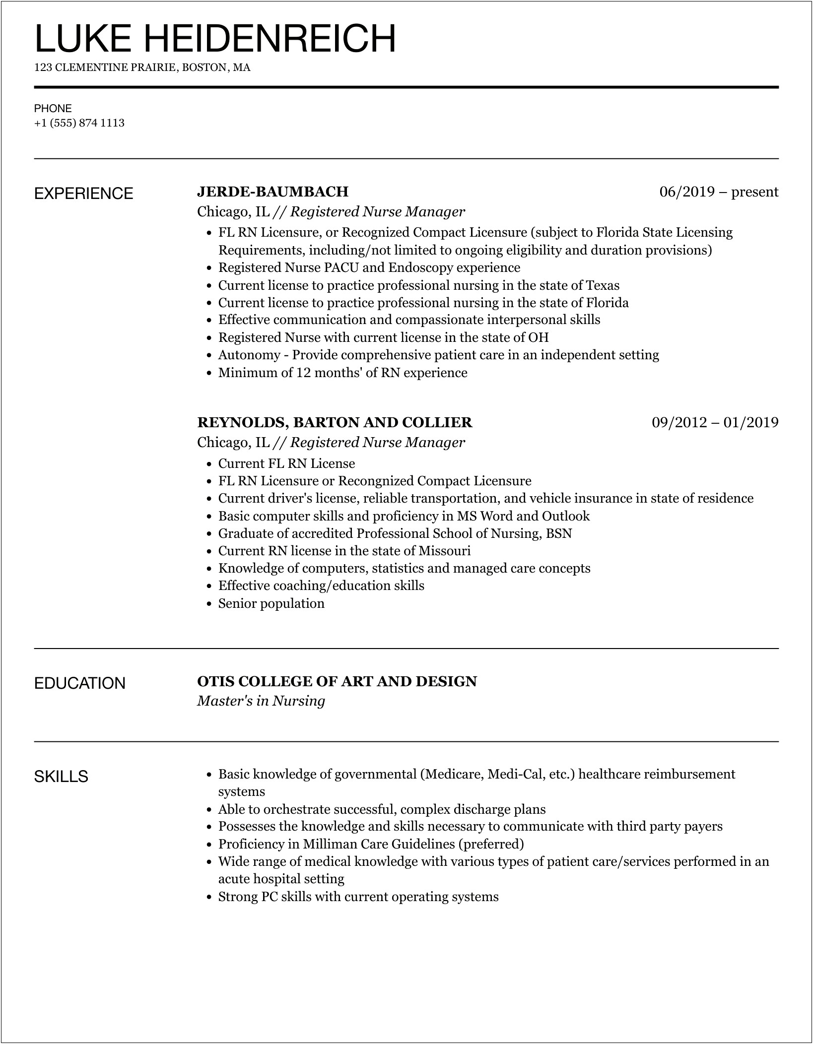 Nurse Manager Resume Site Rasmussen.edu