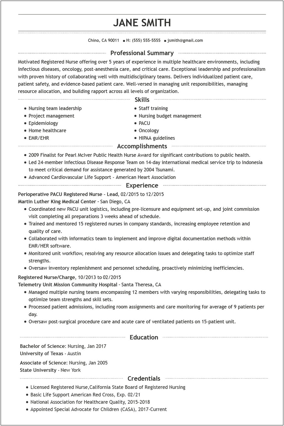 Nursing Resume Sample Optimized For Ats