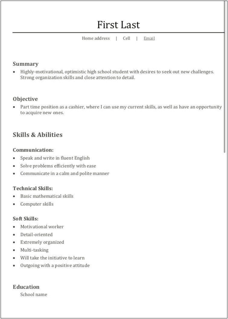 Obejective On Resume For First Time Jobs