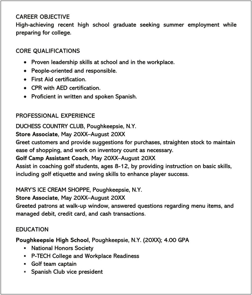 Objcective On Resume For Summer Job