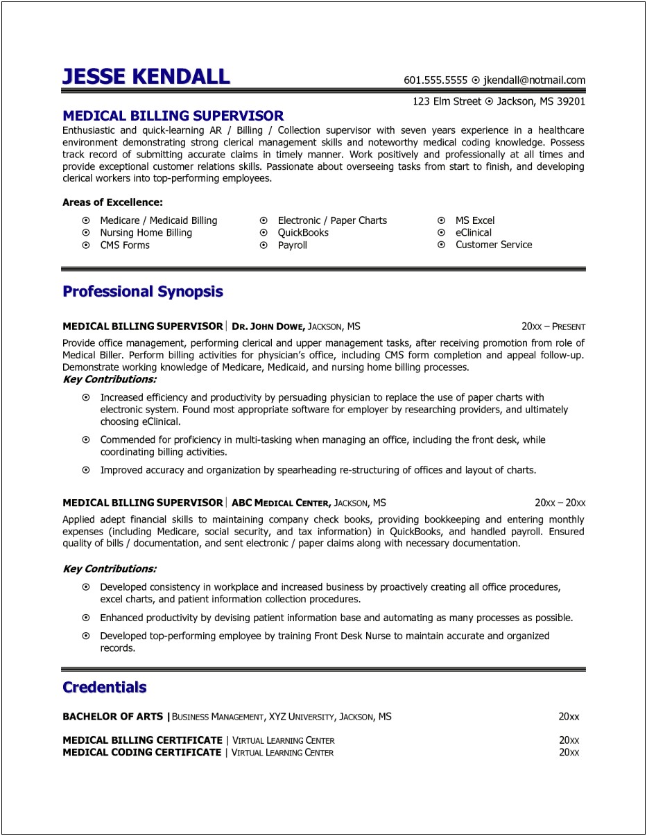 Objective For Billing And Coding Resume