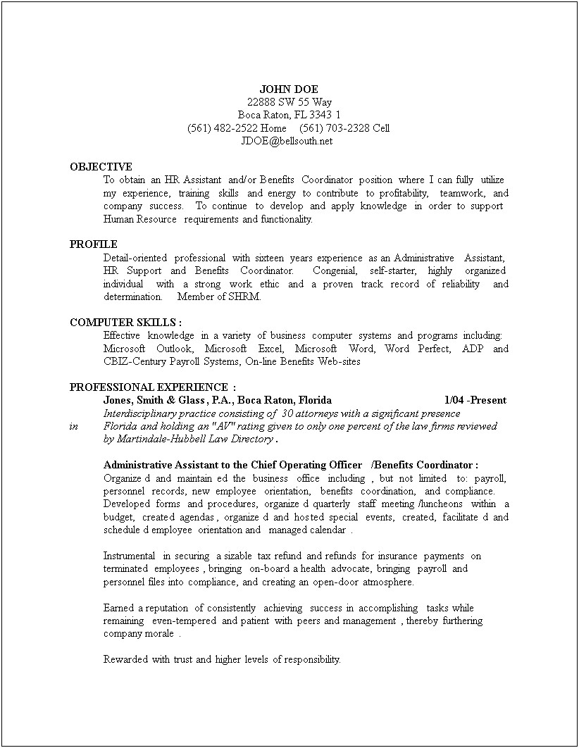 Objective For Business Resume Administrative Assistant