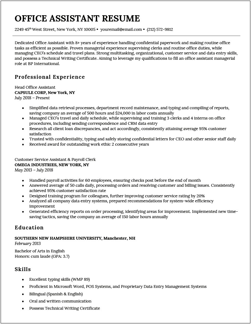 Objective For Executive Administrative Assistant Resume