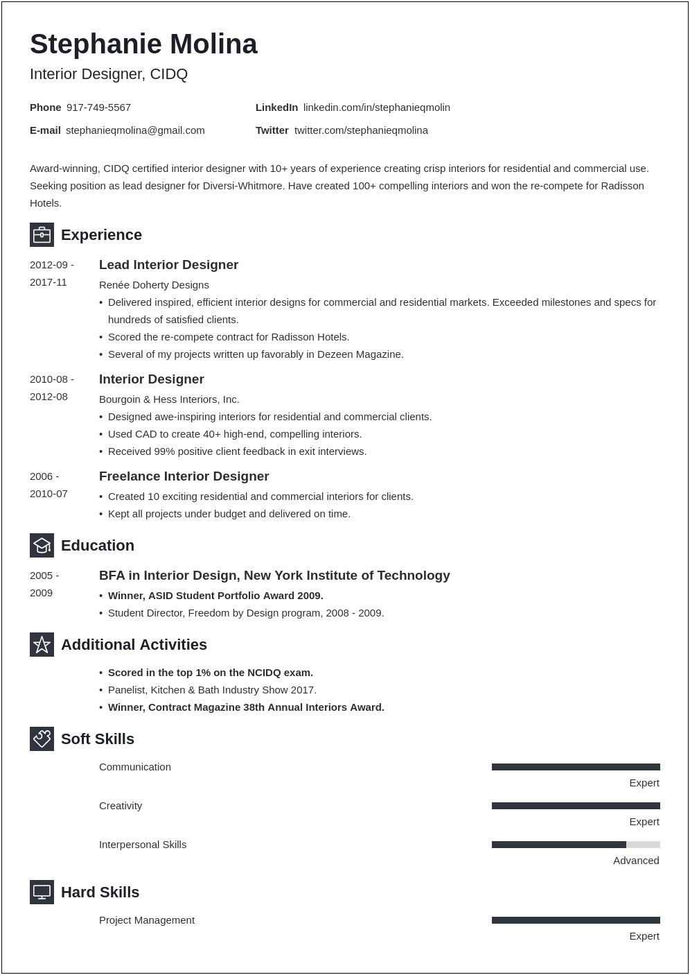 Objective For Interior Design Internship Resume