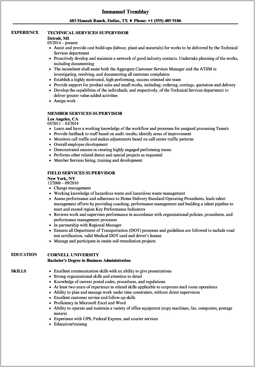 Objective For Resume Examples Home Visitor Supervisor