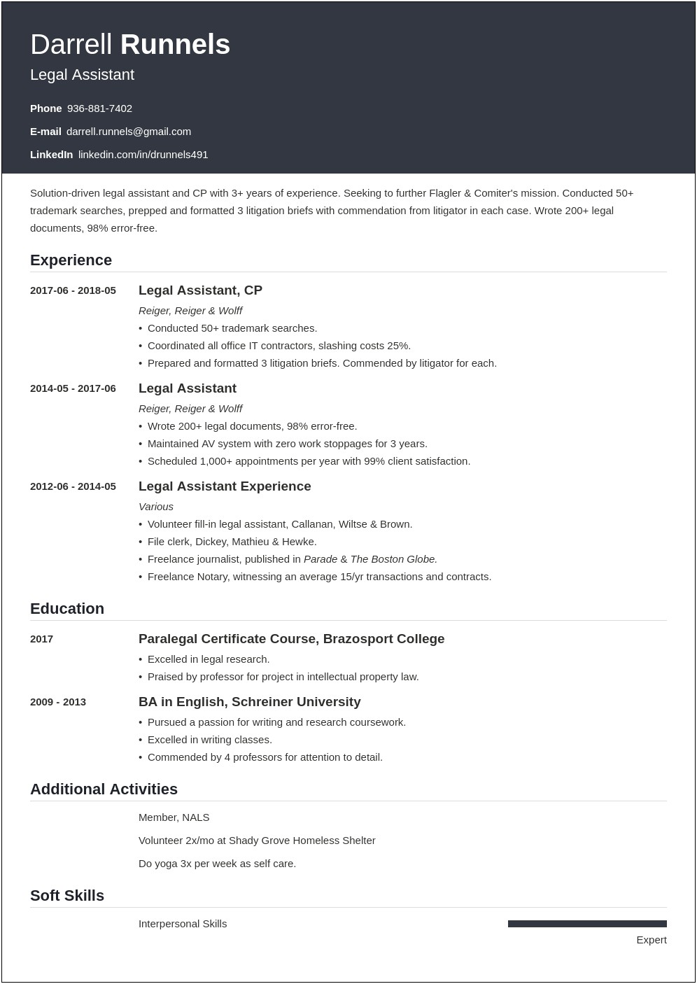 Objective For Resume For Activities Assistant