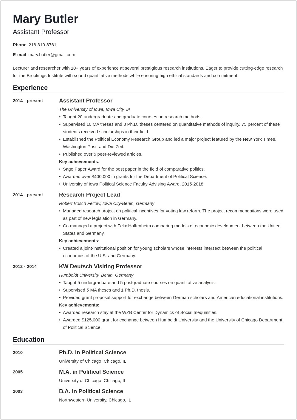 Objective For Resume For Assistant Professor