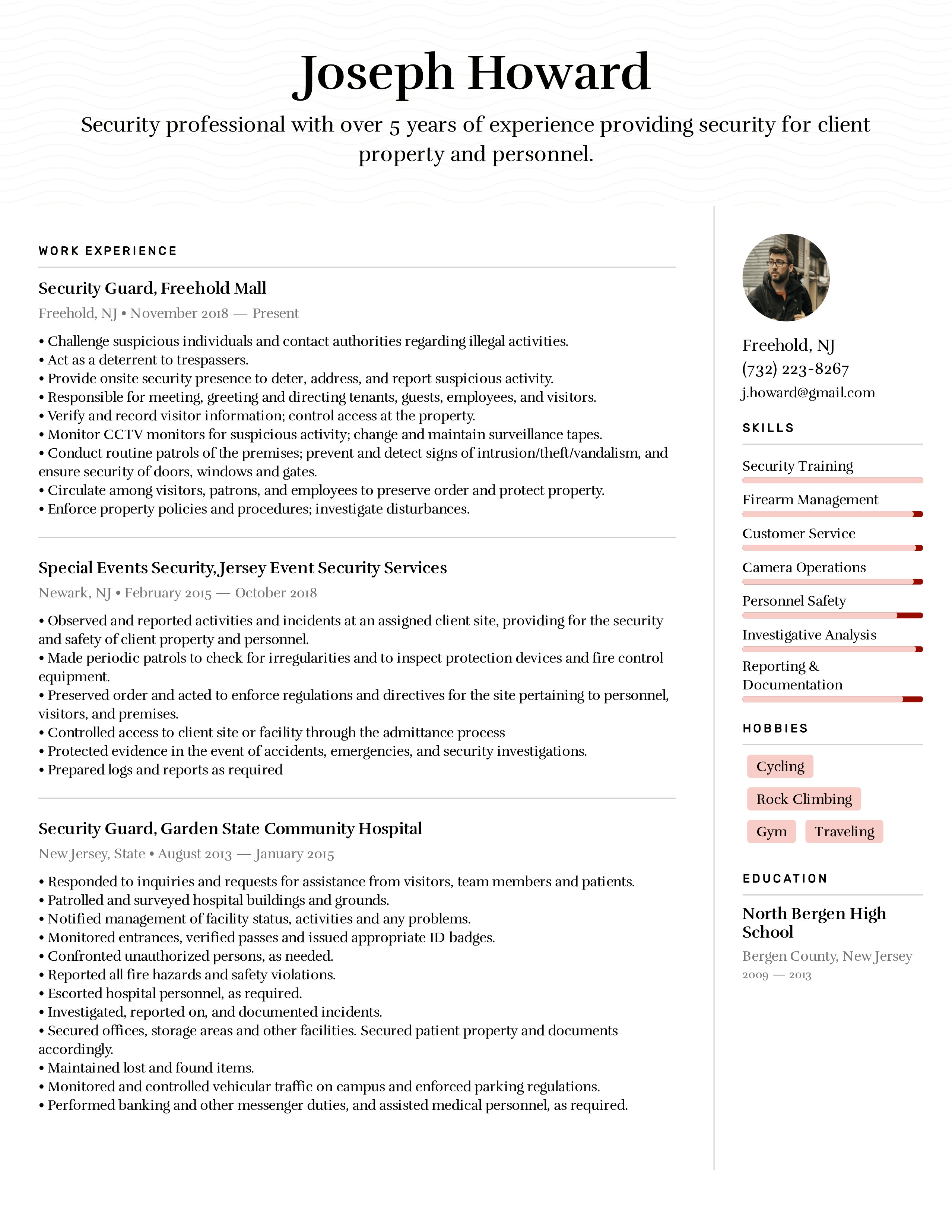 Objective For Resume For Security Position