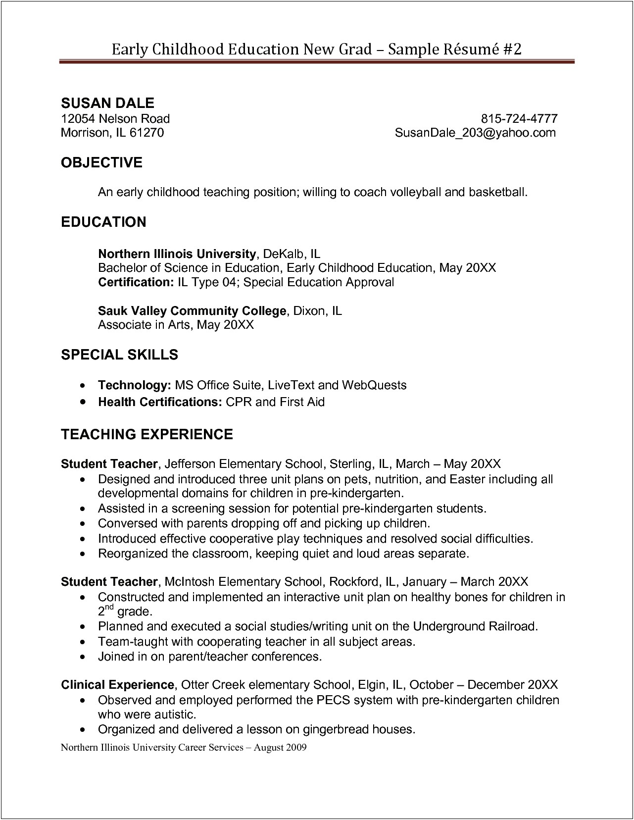 Objective For Teacher And Coach Resume