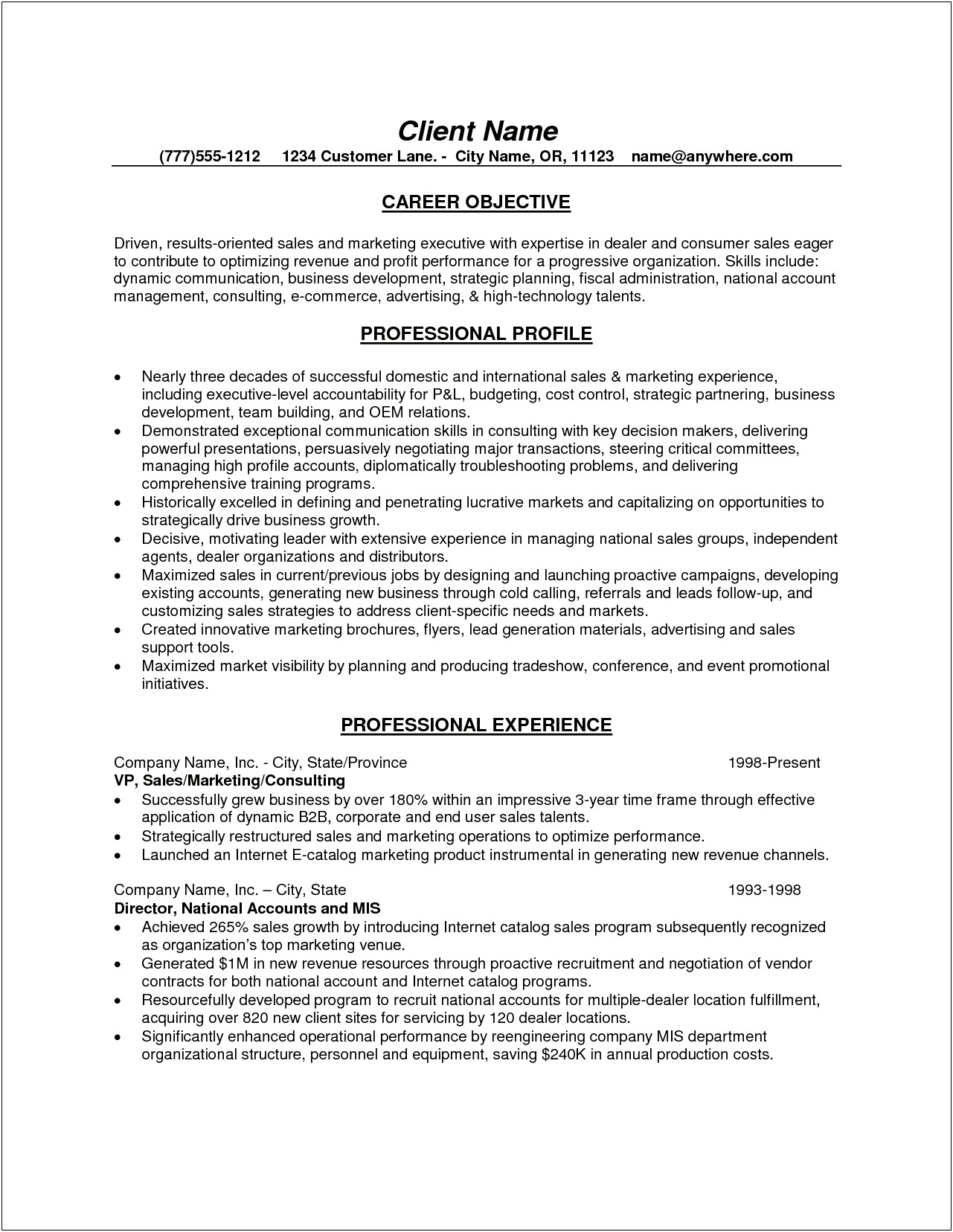 Objective In A Resume For Customer Service Position