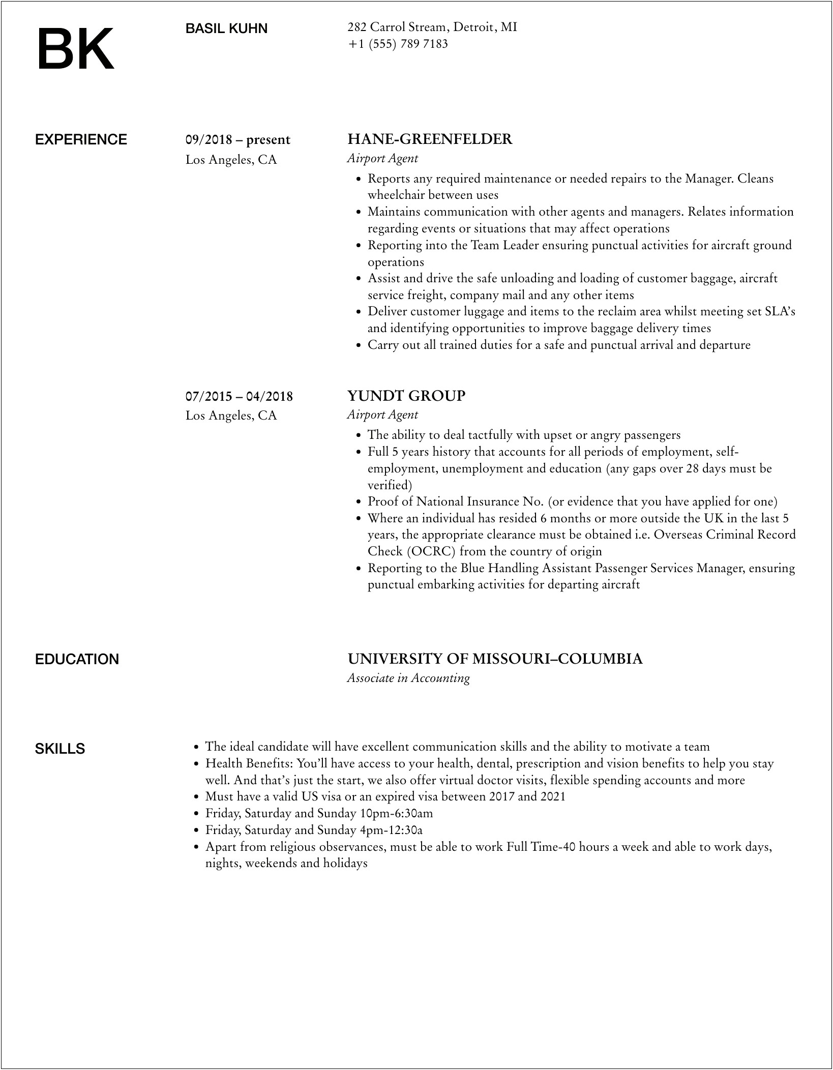 Objective In Resume For A Airport Service Corgeries