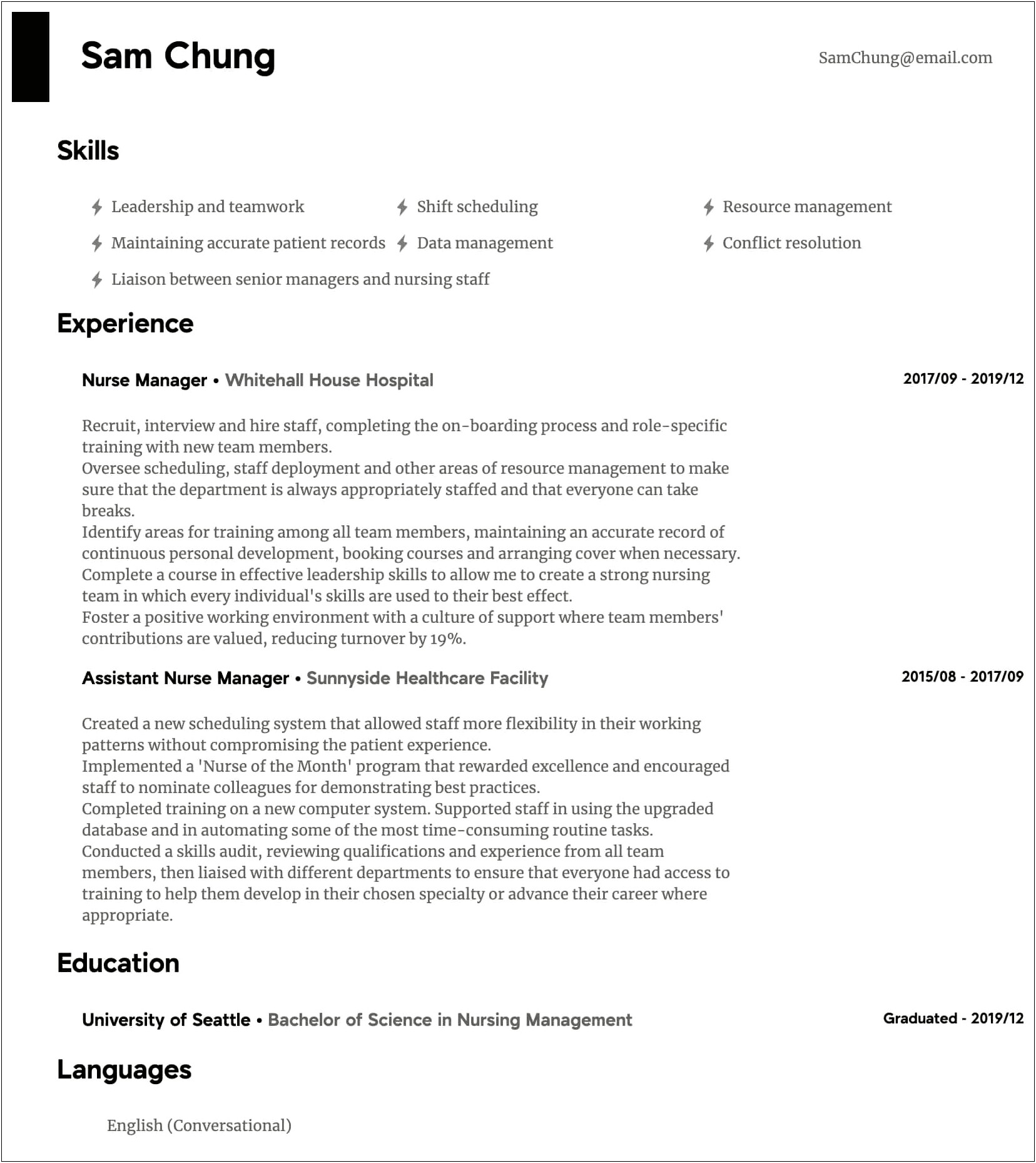 Objective In Resume For Nurse Managerial Position