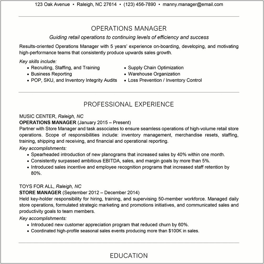 Objective In Resume For Supply Management