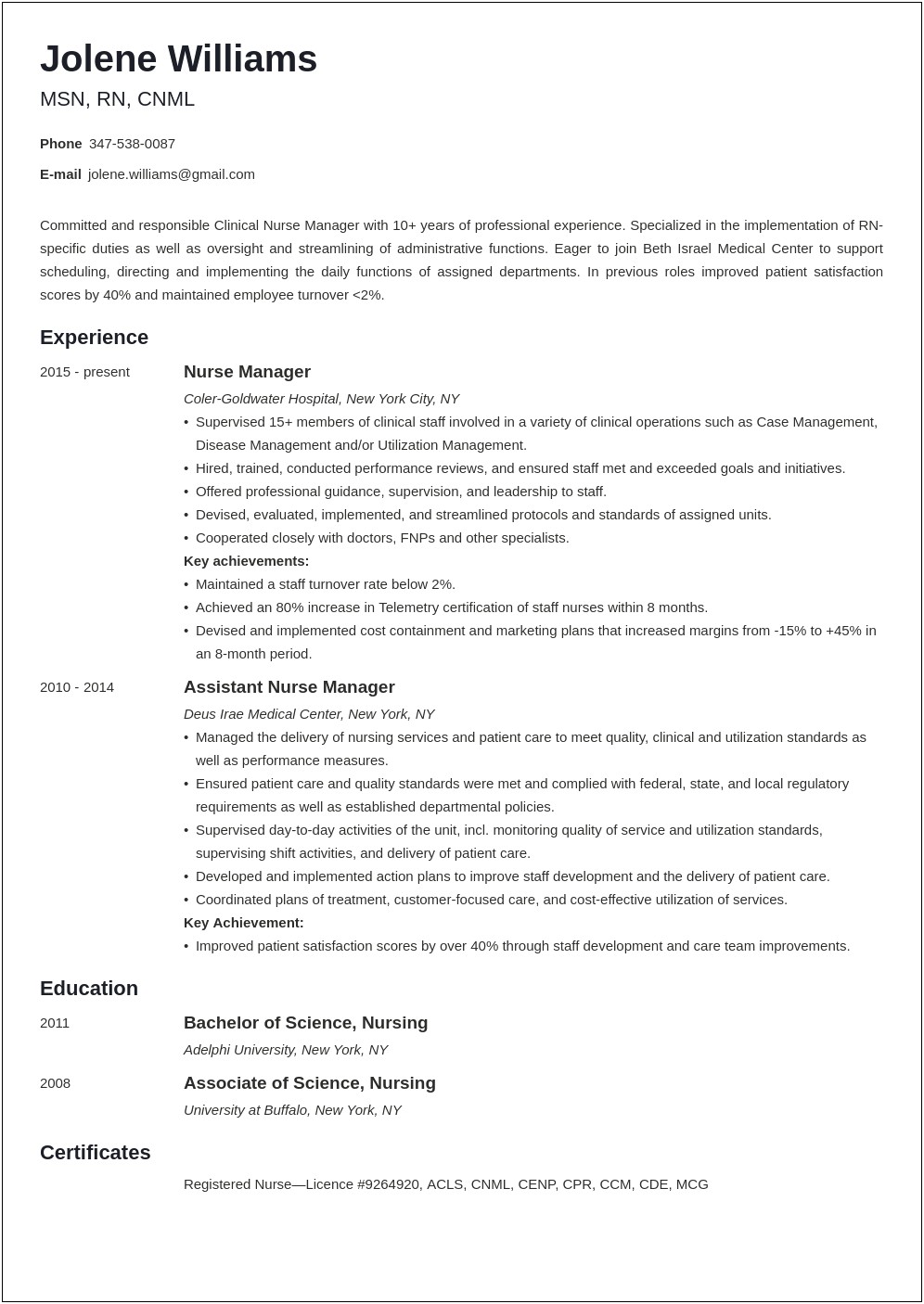 Objective Of A Manager In A Resume