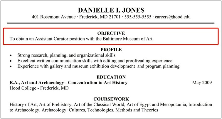 Objective On A Resume For Student