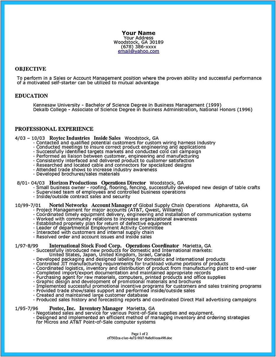 Objective On Resume For A Business Owner