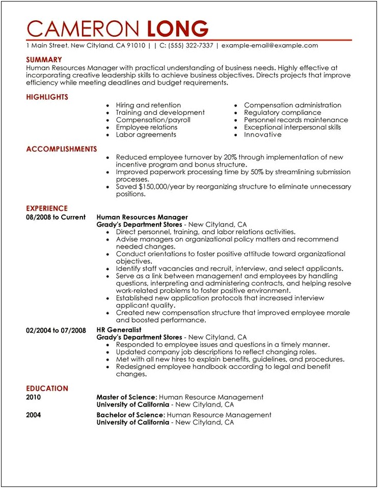 Objective Statement Hr Resume Examplesresume Examples