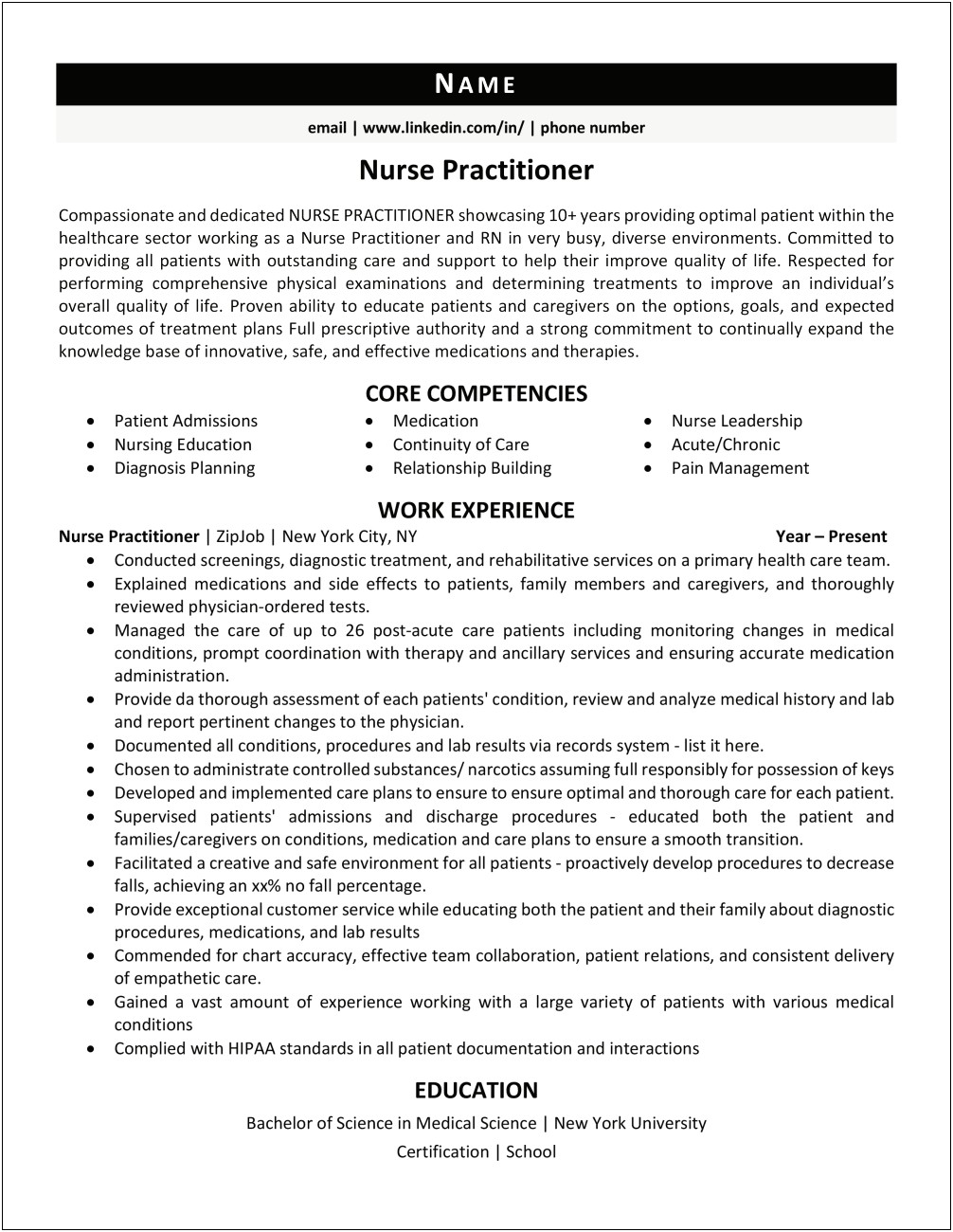 Objective Statements For Nurse Practitioner Resume