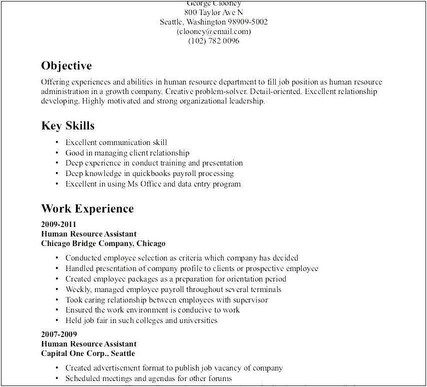 Objectives For A Job Postion On A Resume