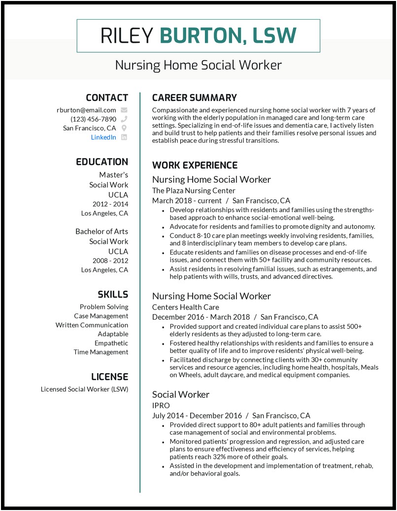 Objectives For A Licenced Social Work Resume