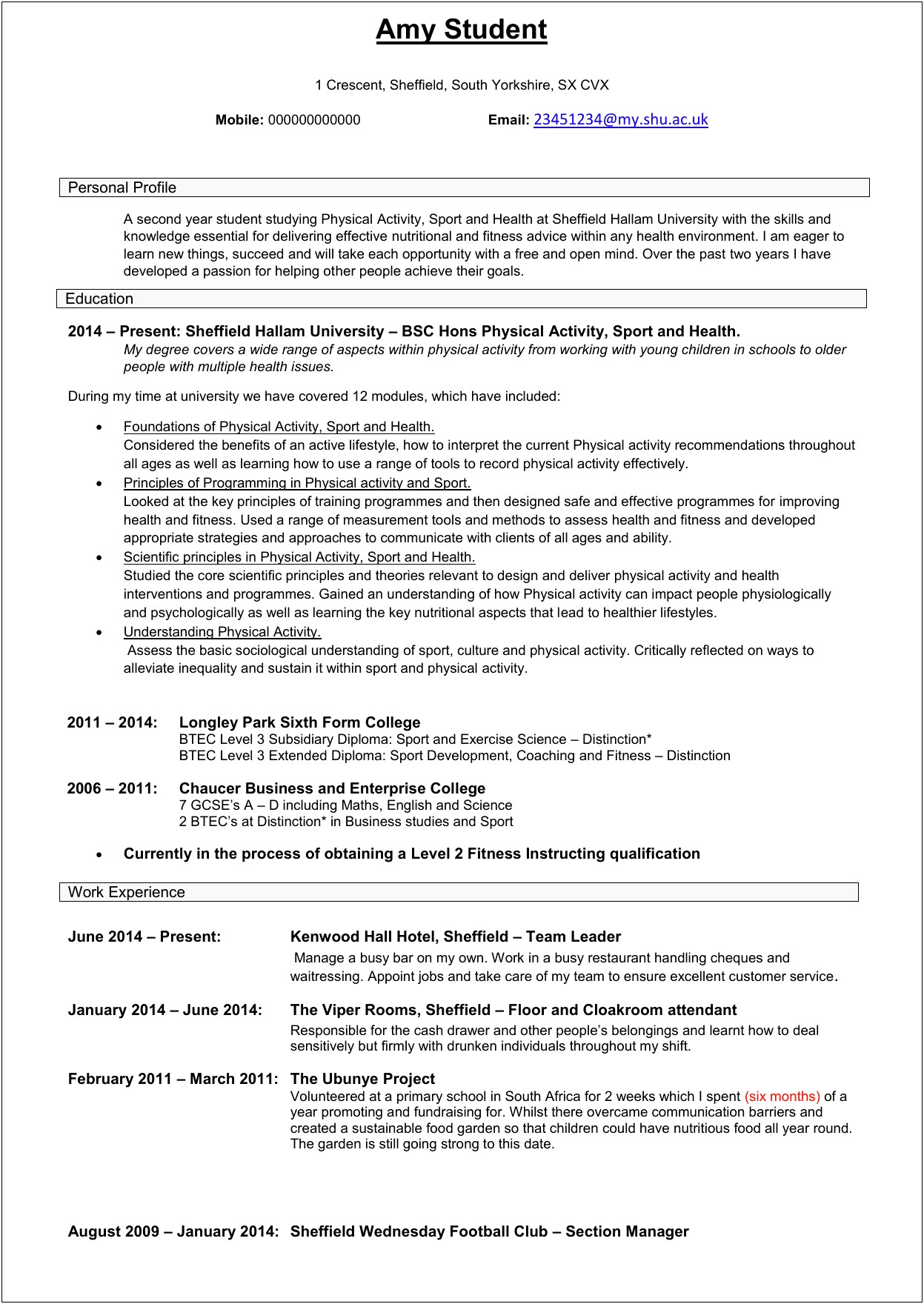 Objectives For Physical Fitness Business Resume