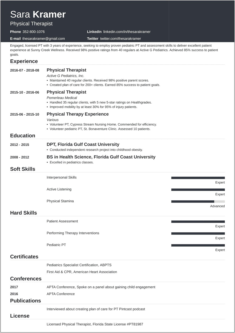 Observation Hours Resume For Pt School