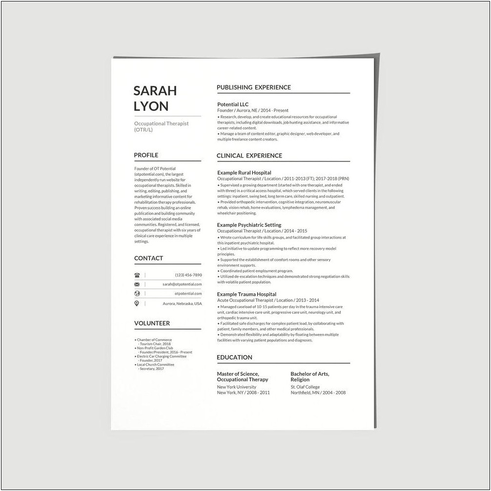 Occupational Therapy Assistant Resume Objective Examples