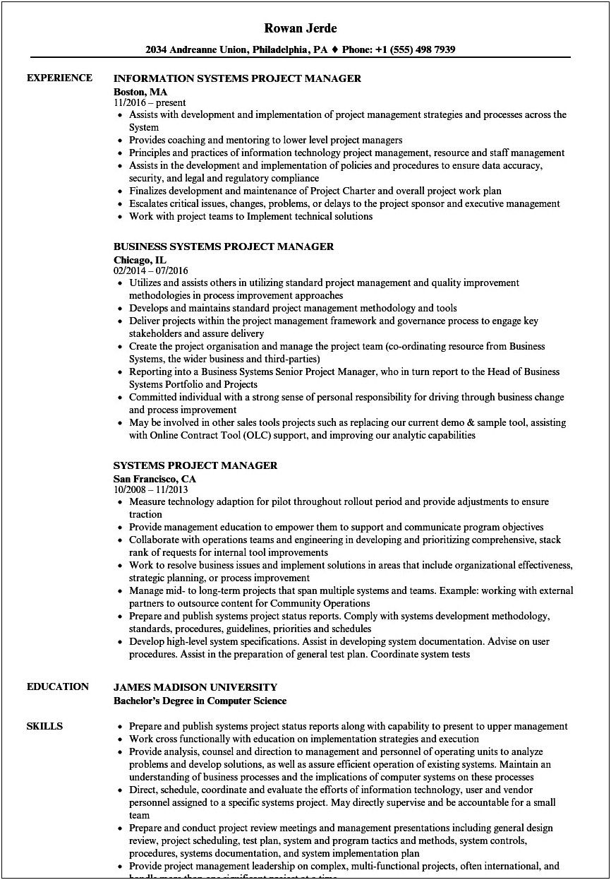 Office 365 Upgrade Project Manager Resume