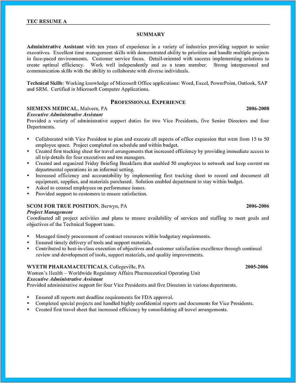 Office Assistant No Expereicne Summary On Resume