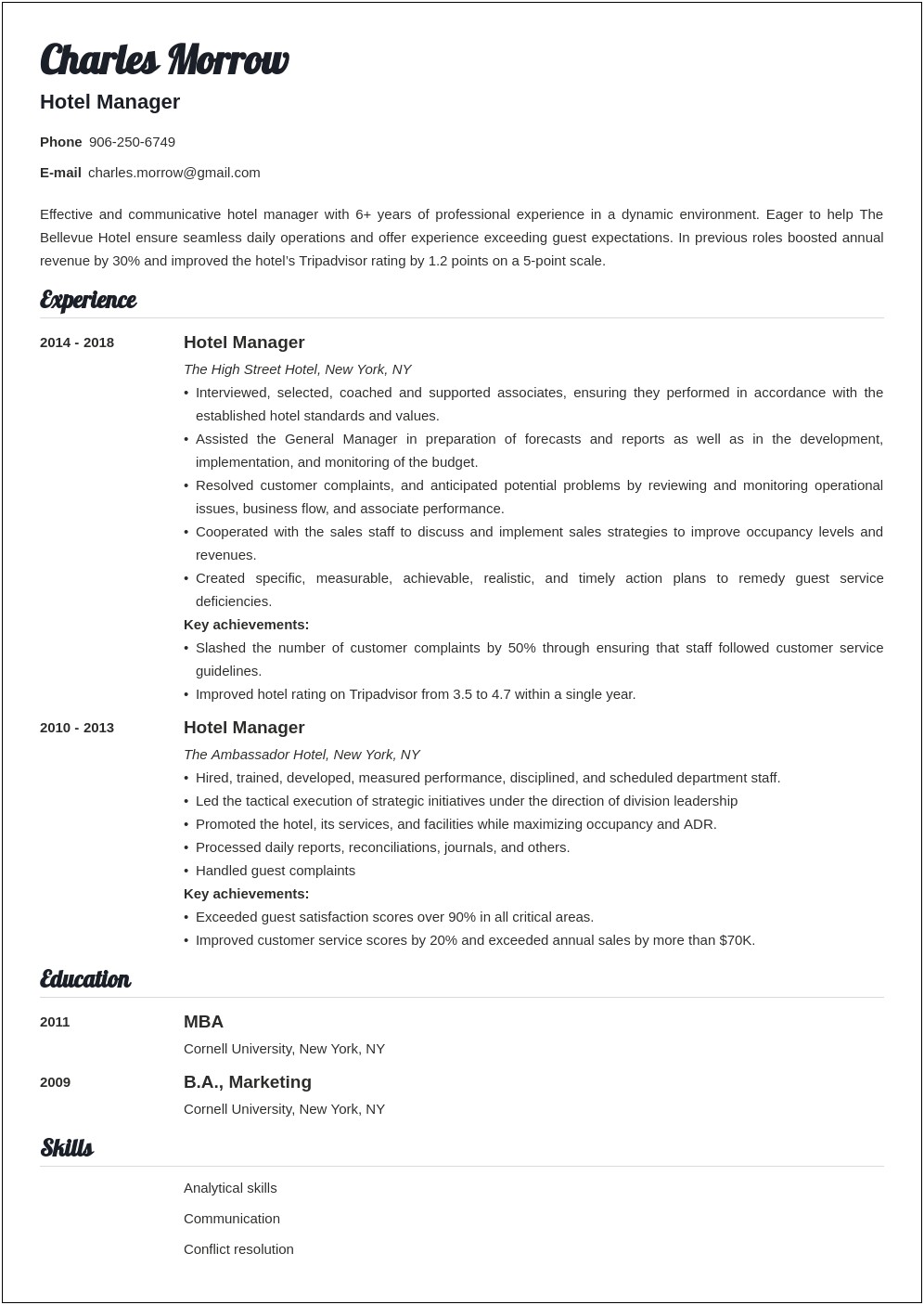 Office Manager Example Resume New York