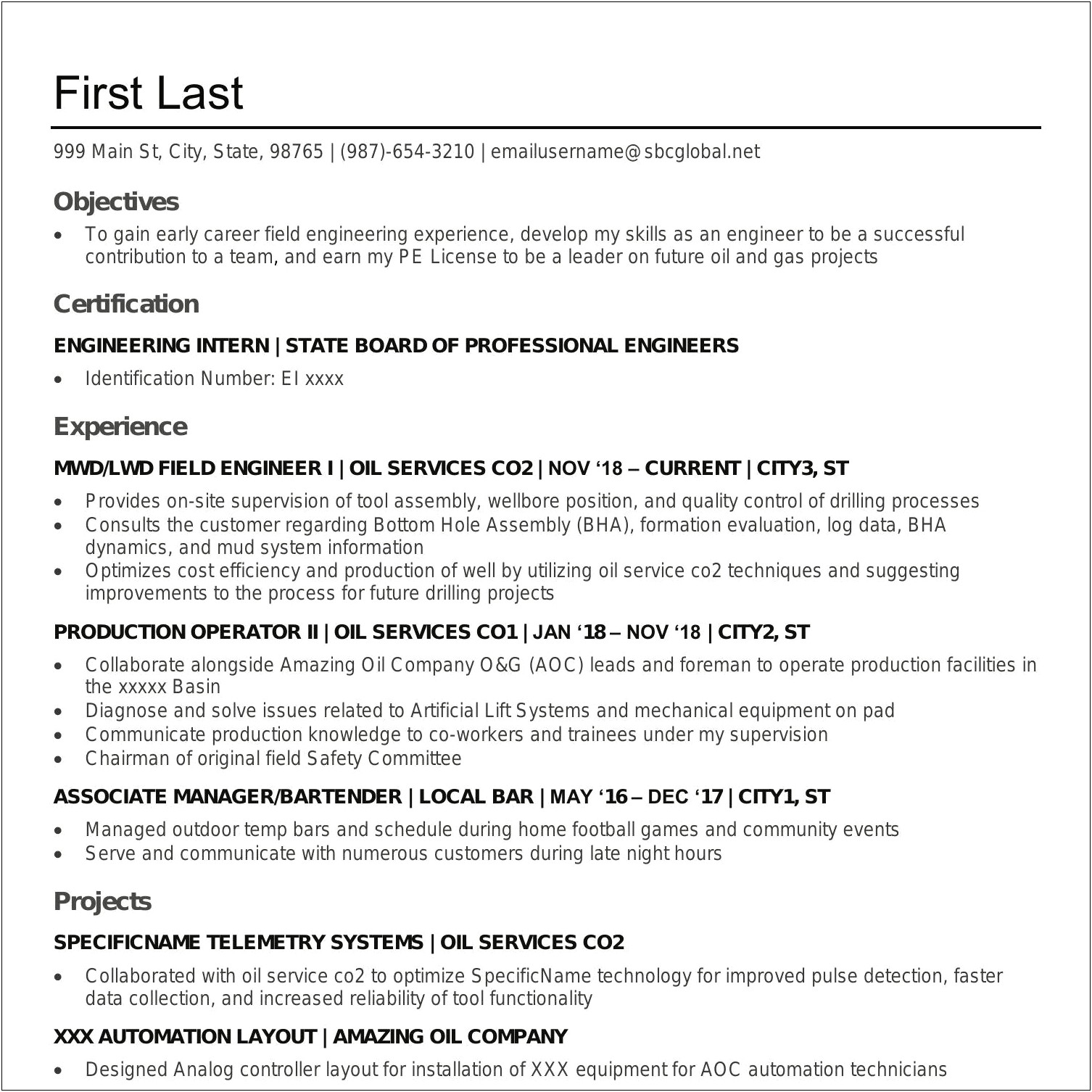 Oil And Gas Resume Samples Pdf