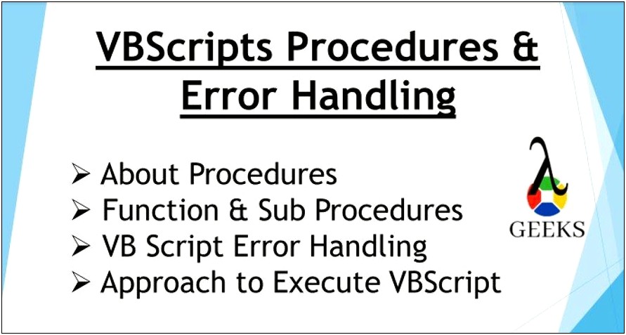 On Error Resume Next Vbscript Example