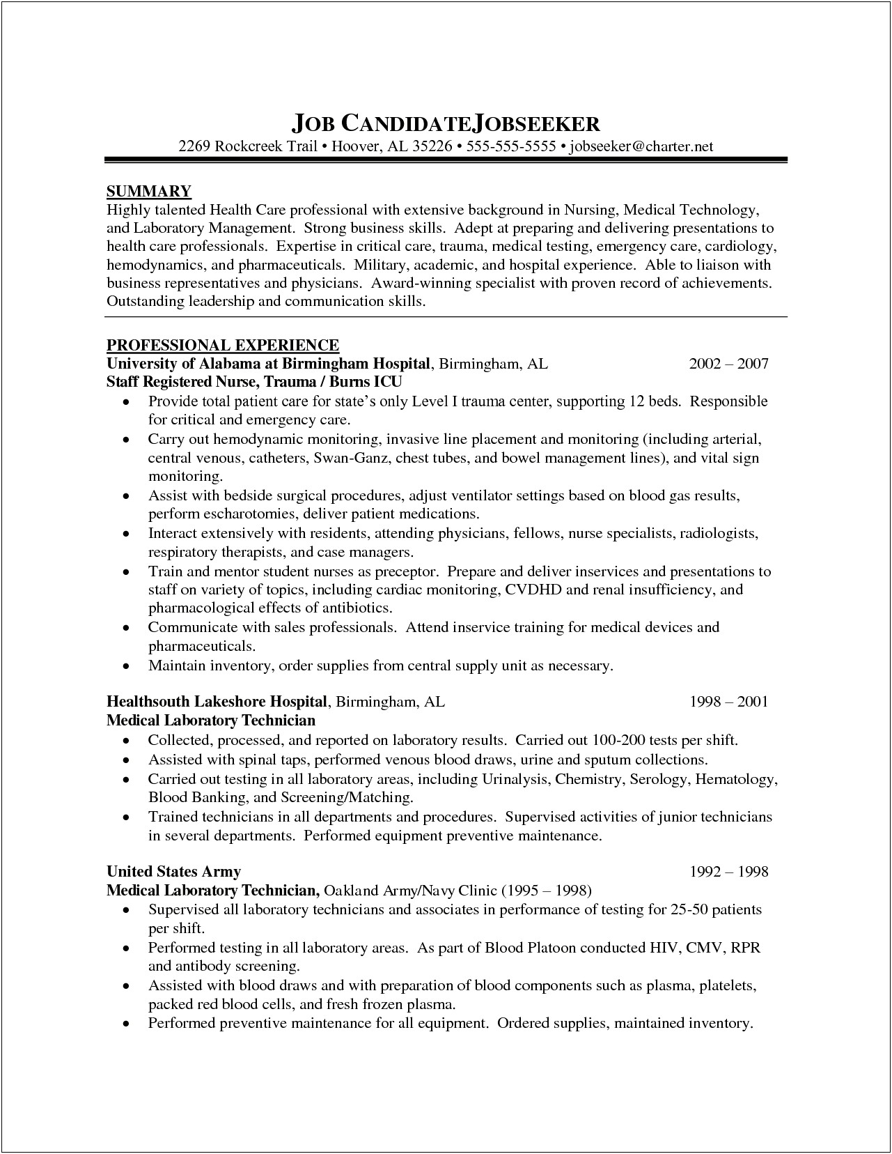 Oncology Nurse Job Description For Resume