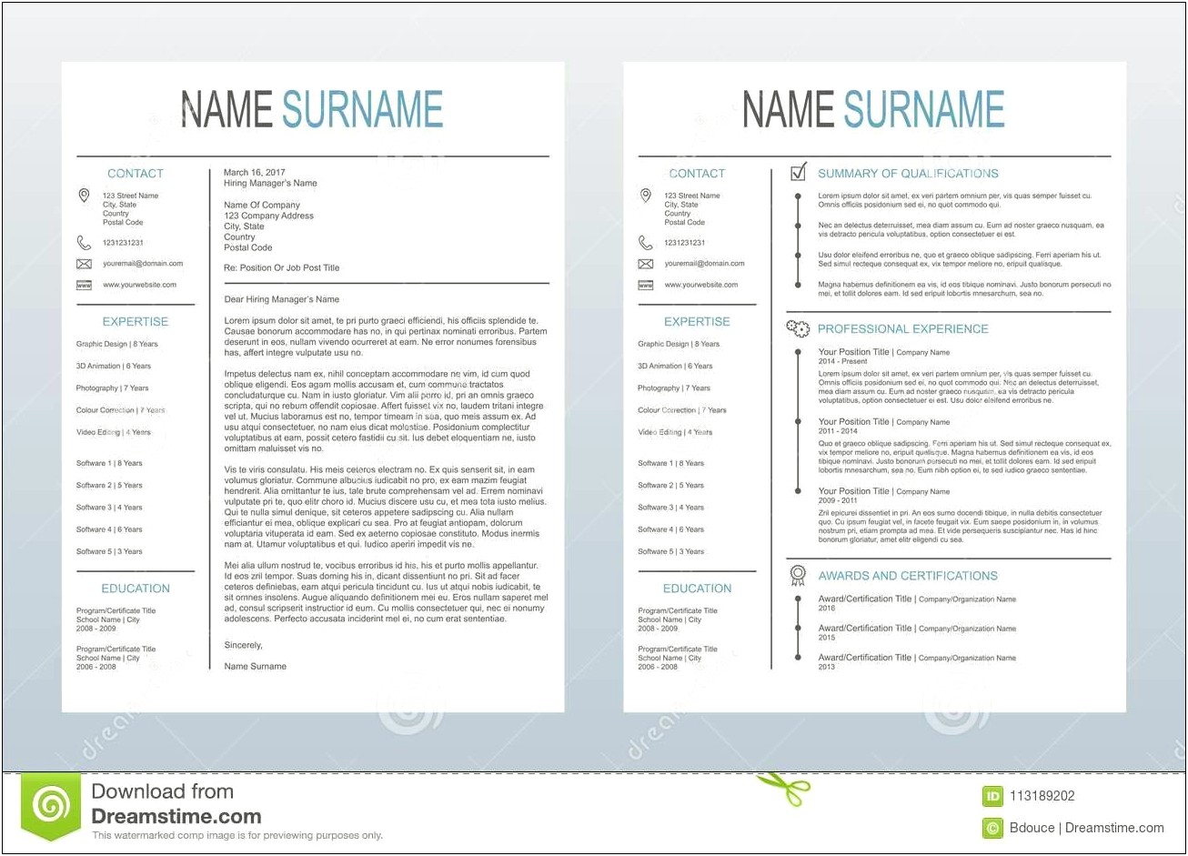 One Page Resume Download Free Template