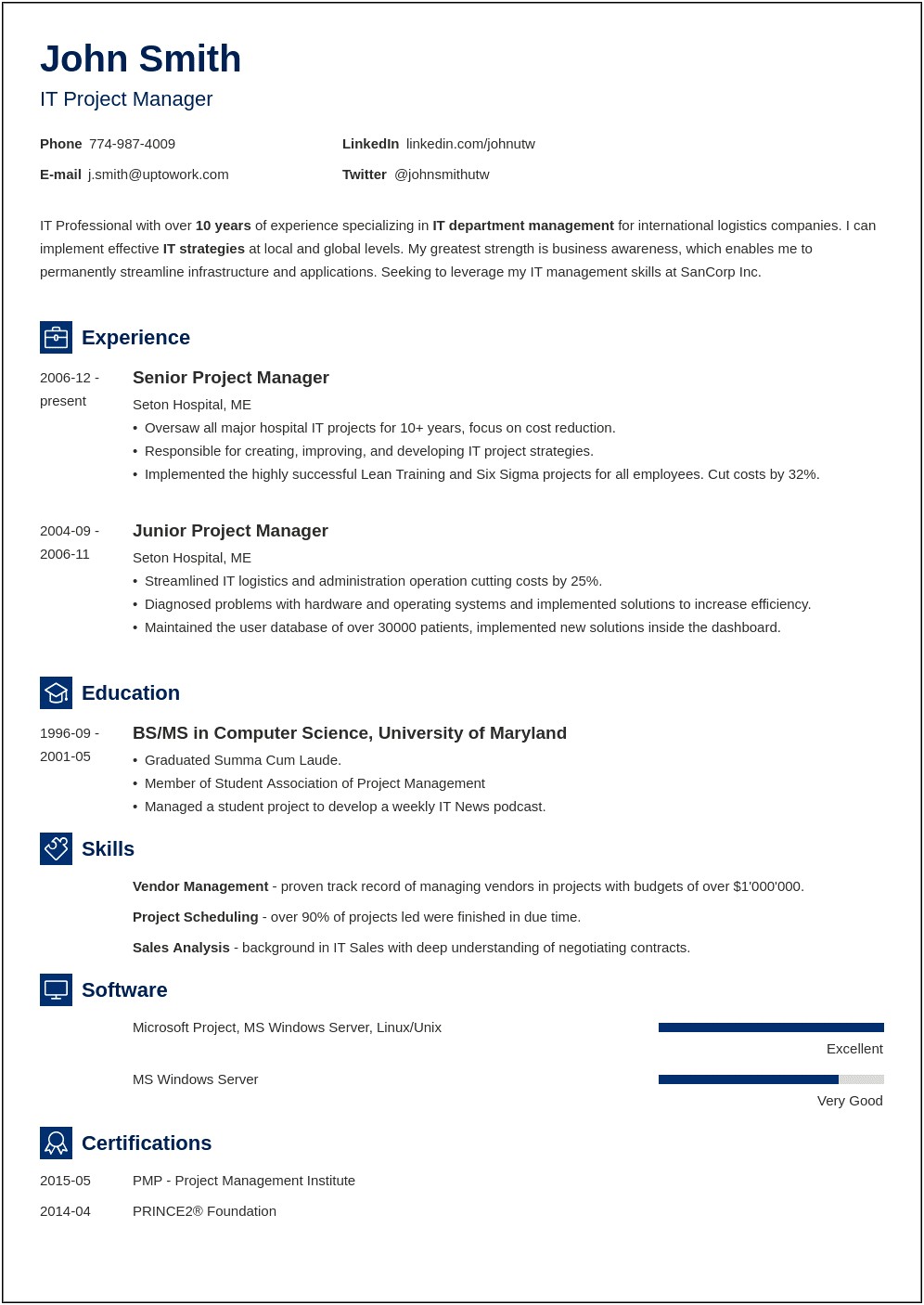 One Page Resume Format Doc Free Download