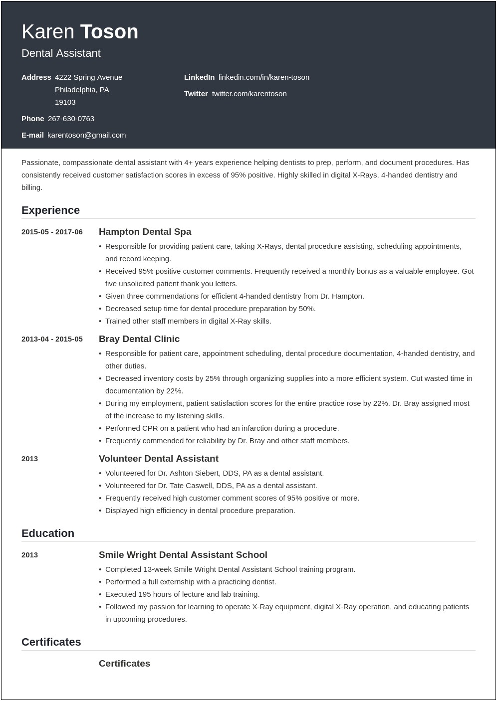 One Page Resume Template Free Doc