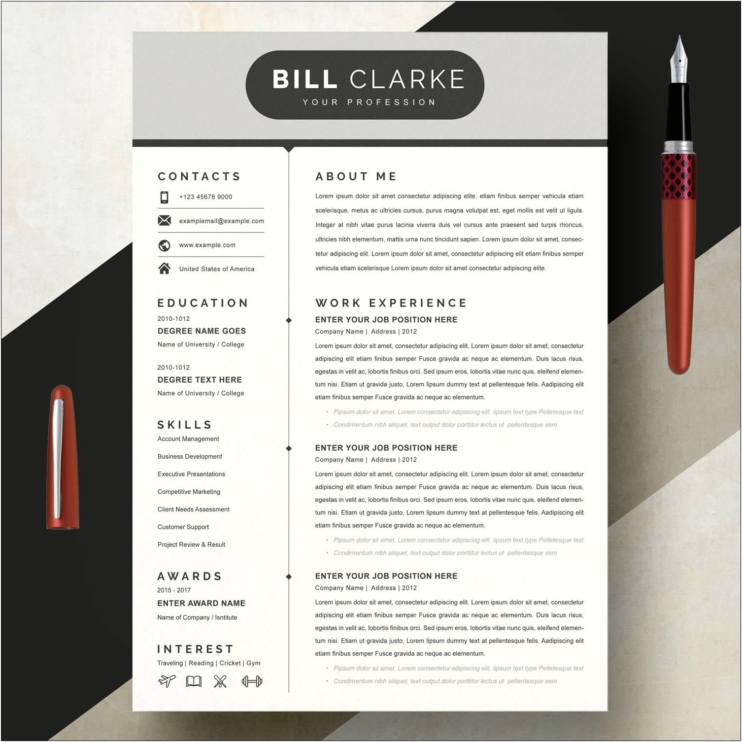 One Page Resume Template Free Download Word