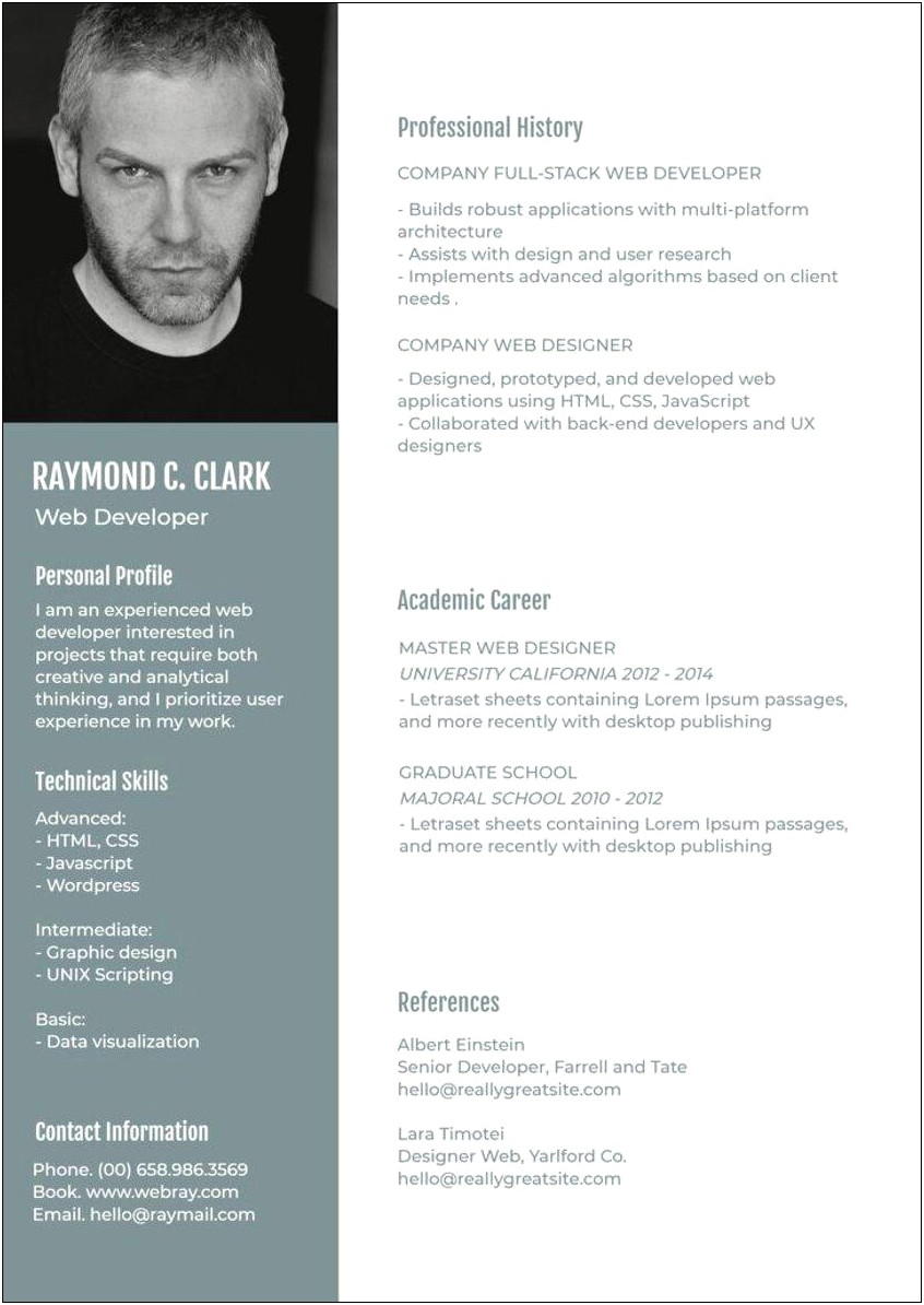 Online Resume Template With Photo Free