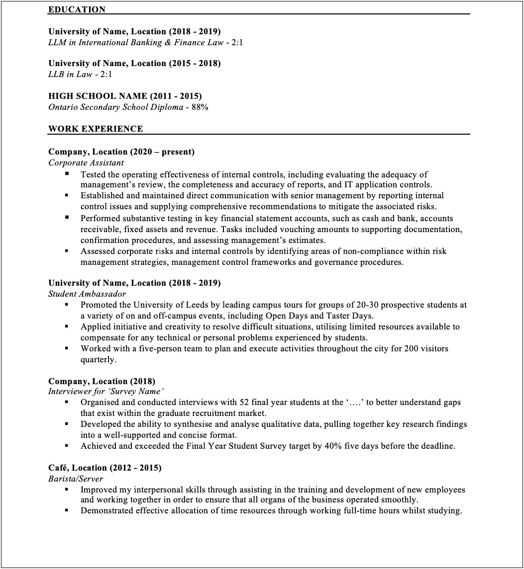 Ontario Secondary School Diploma On Resume