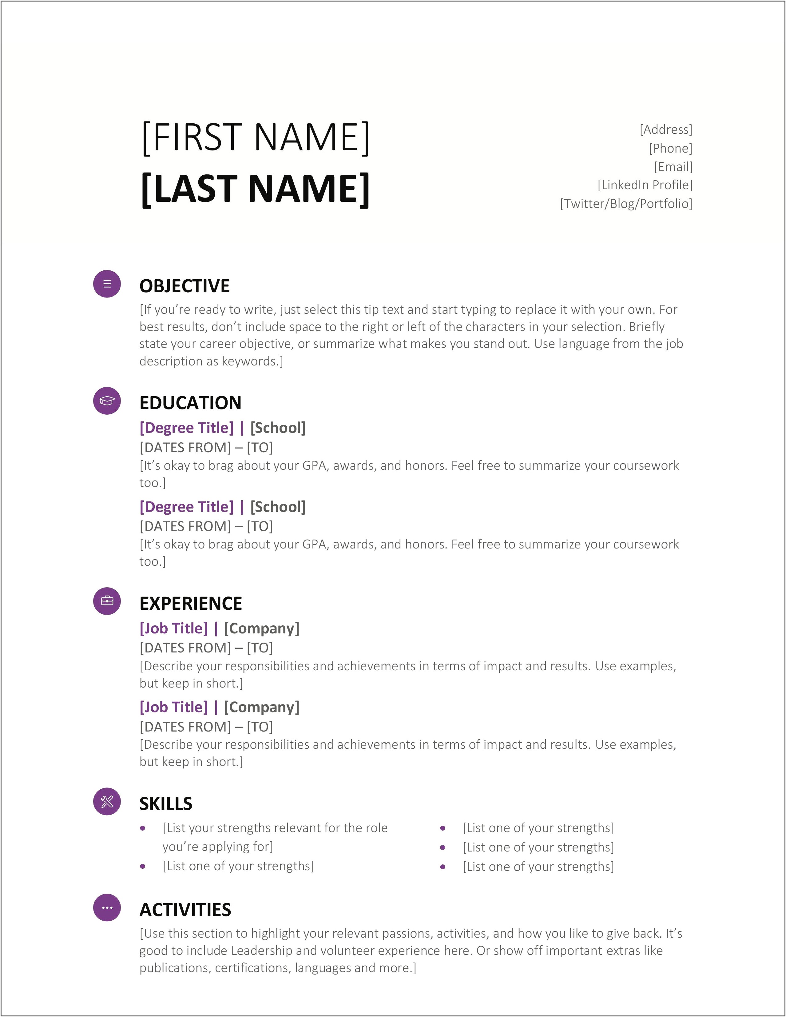 Open Office Resume Templates Professional Corporation