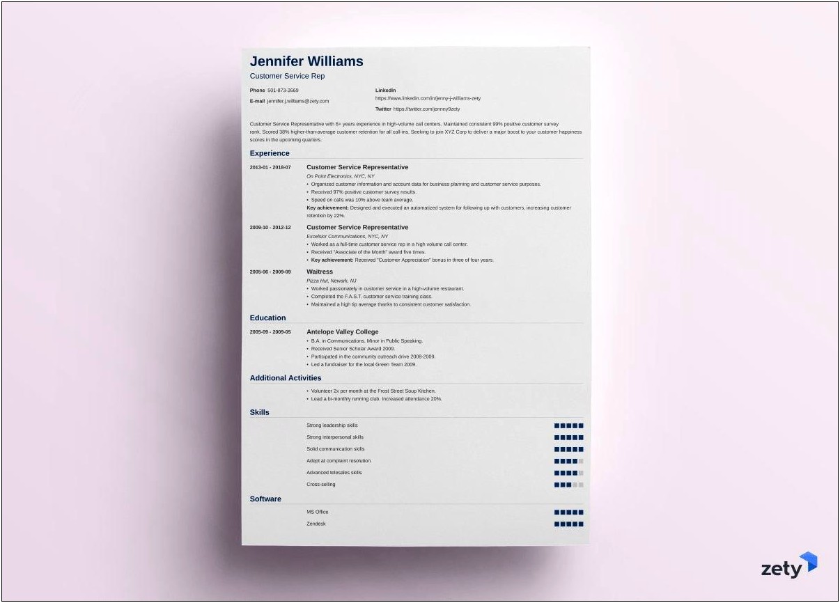 Order To Put Things On Resume