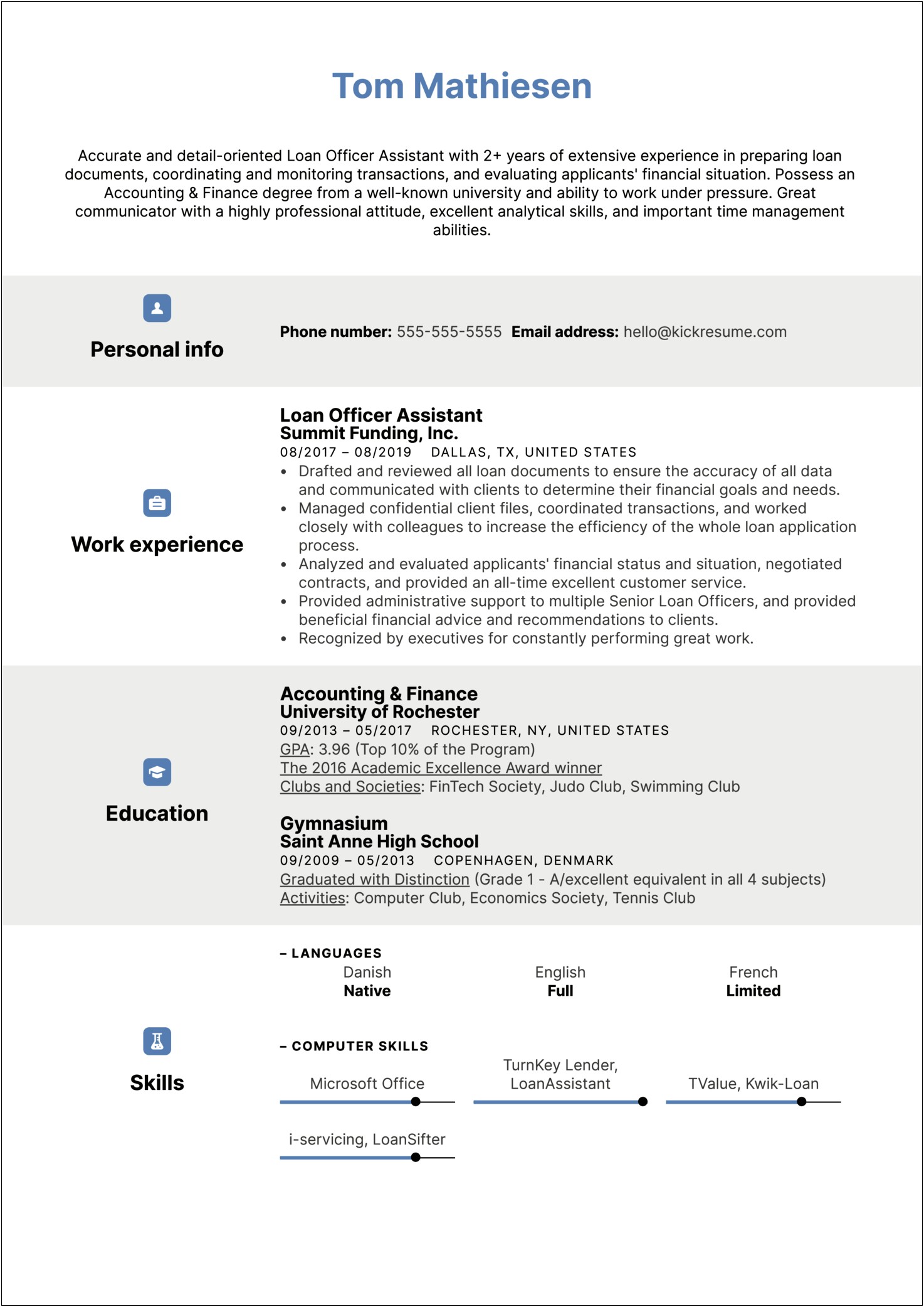 Outstanding Sample Of A Mortgage Loans Officer Resume