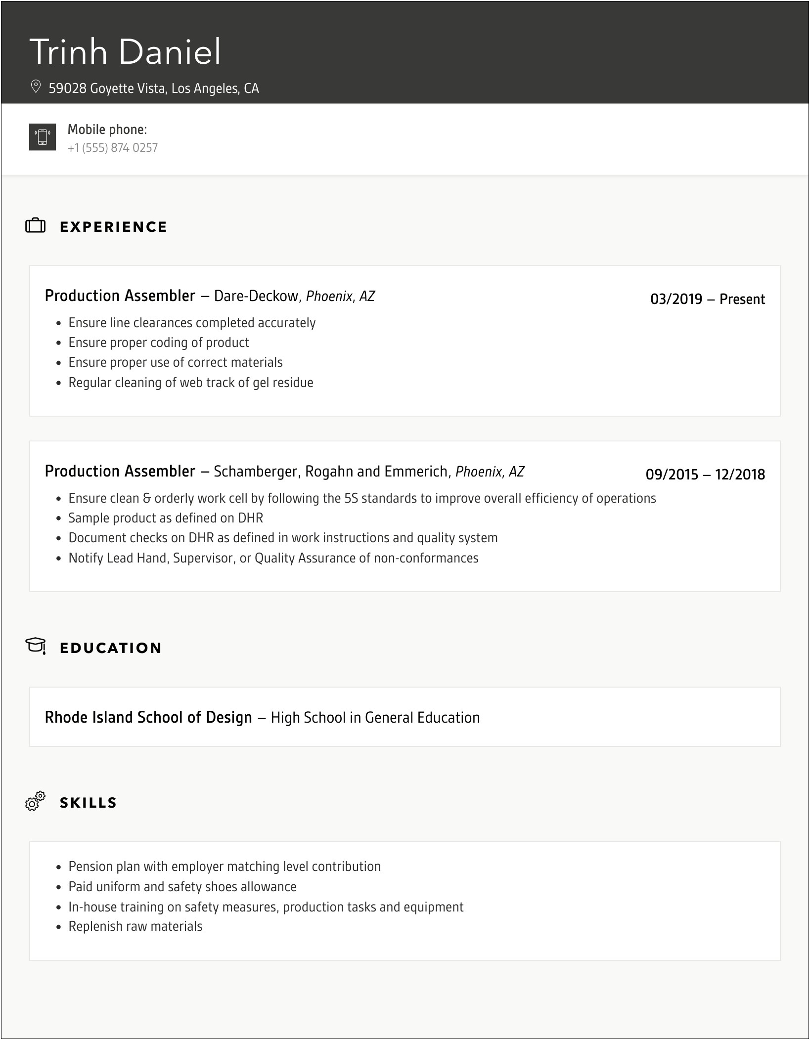 Pallet Assembler Job Description For Resume