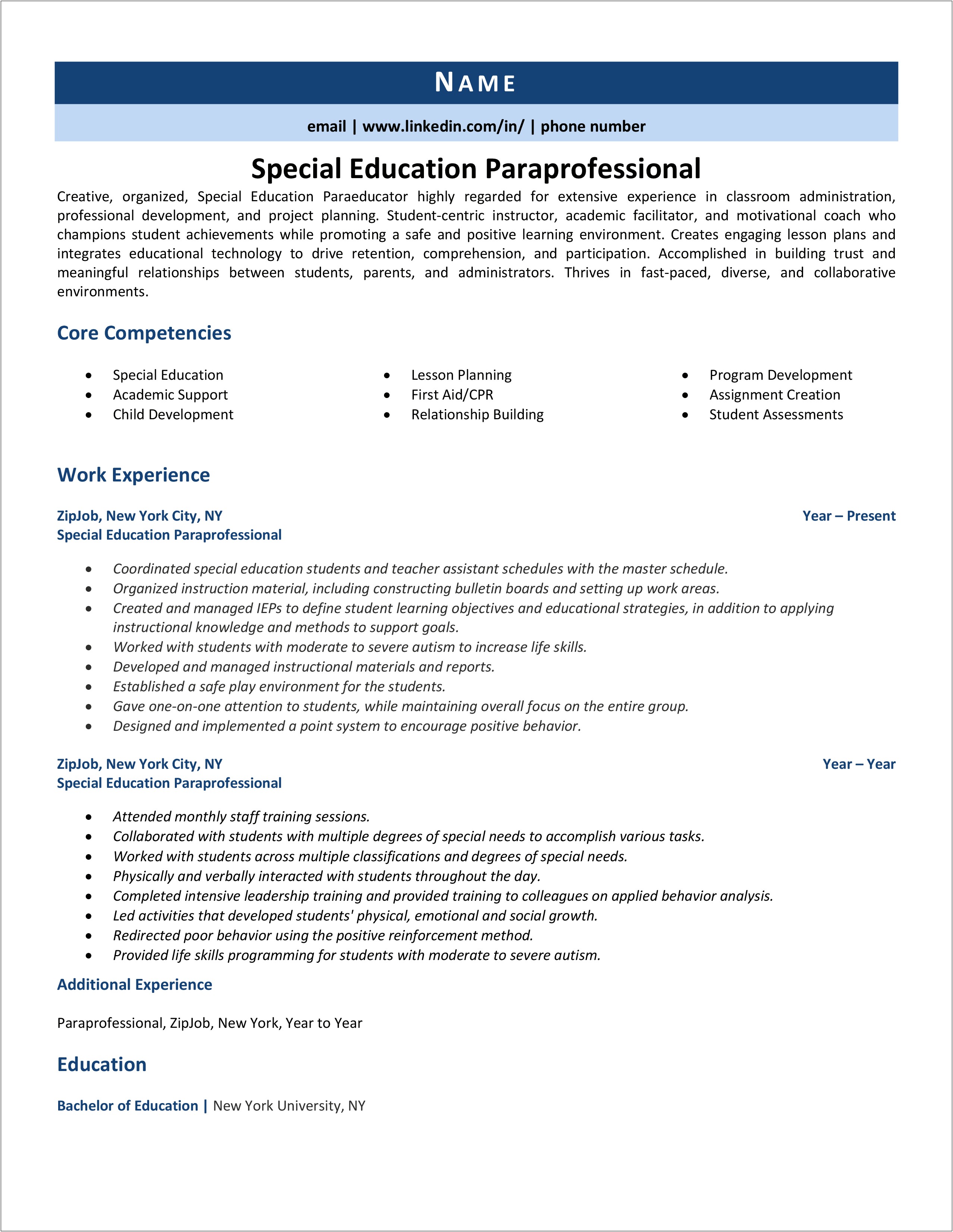 Paraprofessional Skills To List On Resume