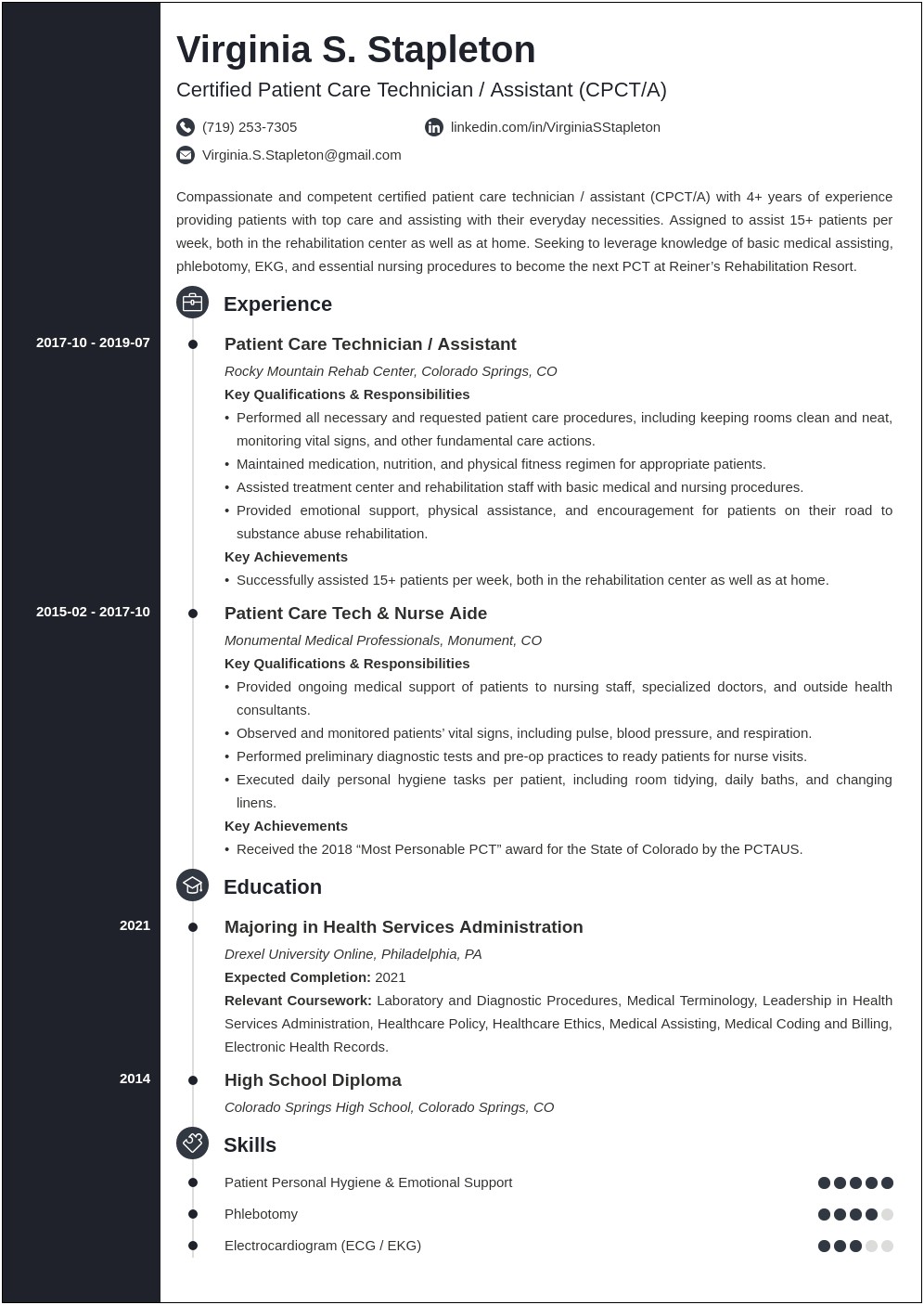 Patient Care Tech Skills On Resume