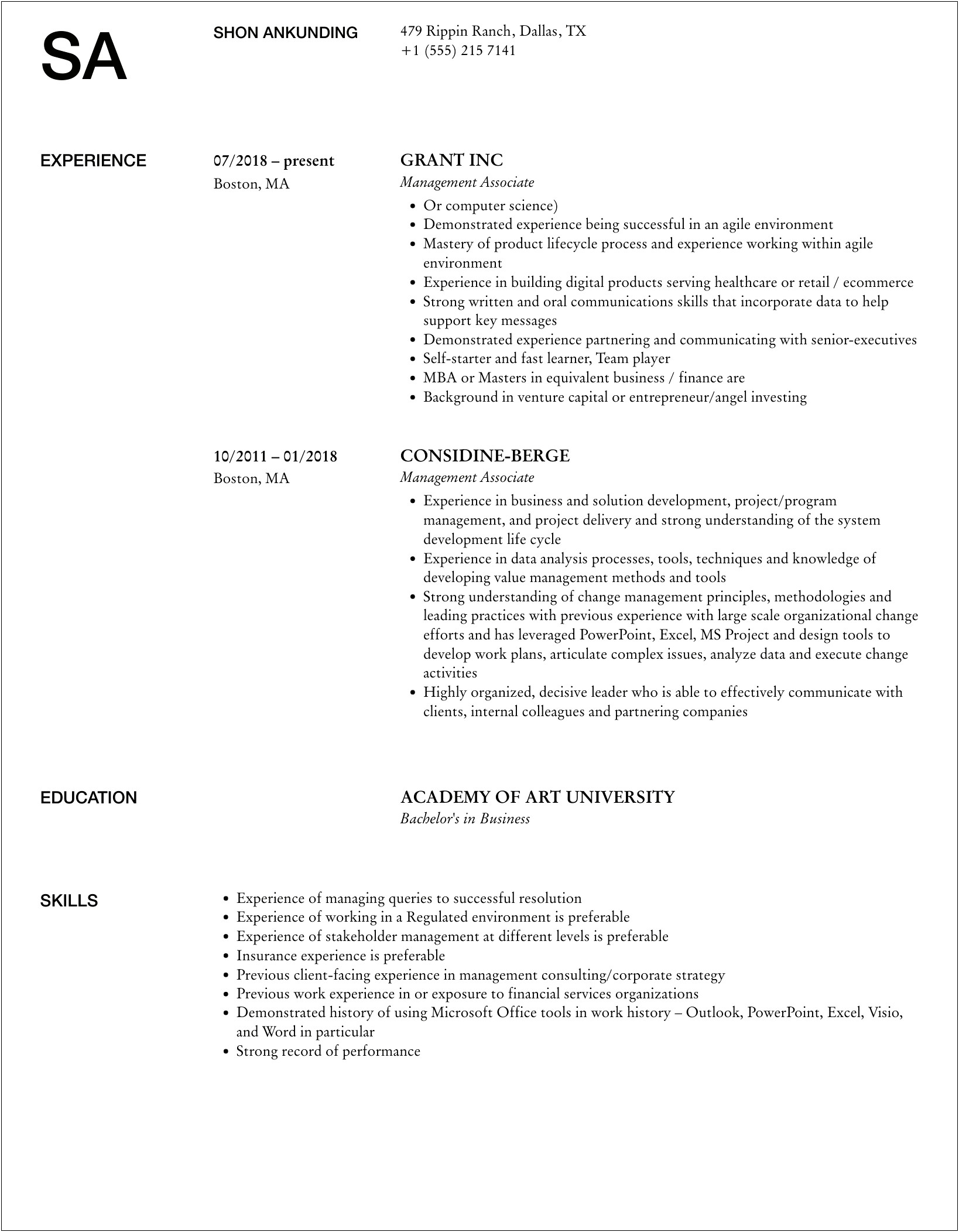 Performance Management Associate Resume Job Achievement