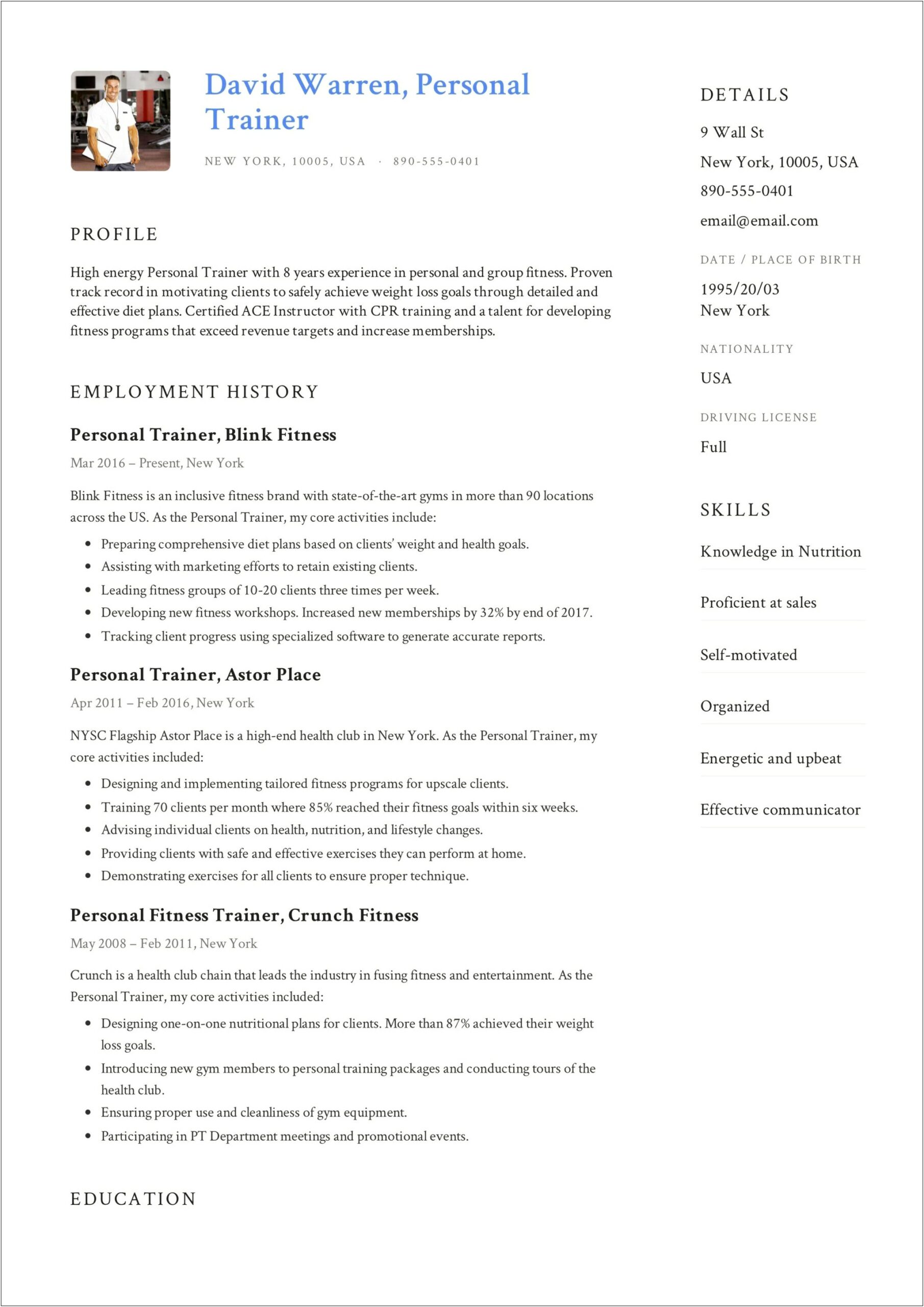 Personal Driver Job Description For Resume