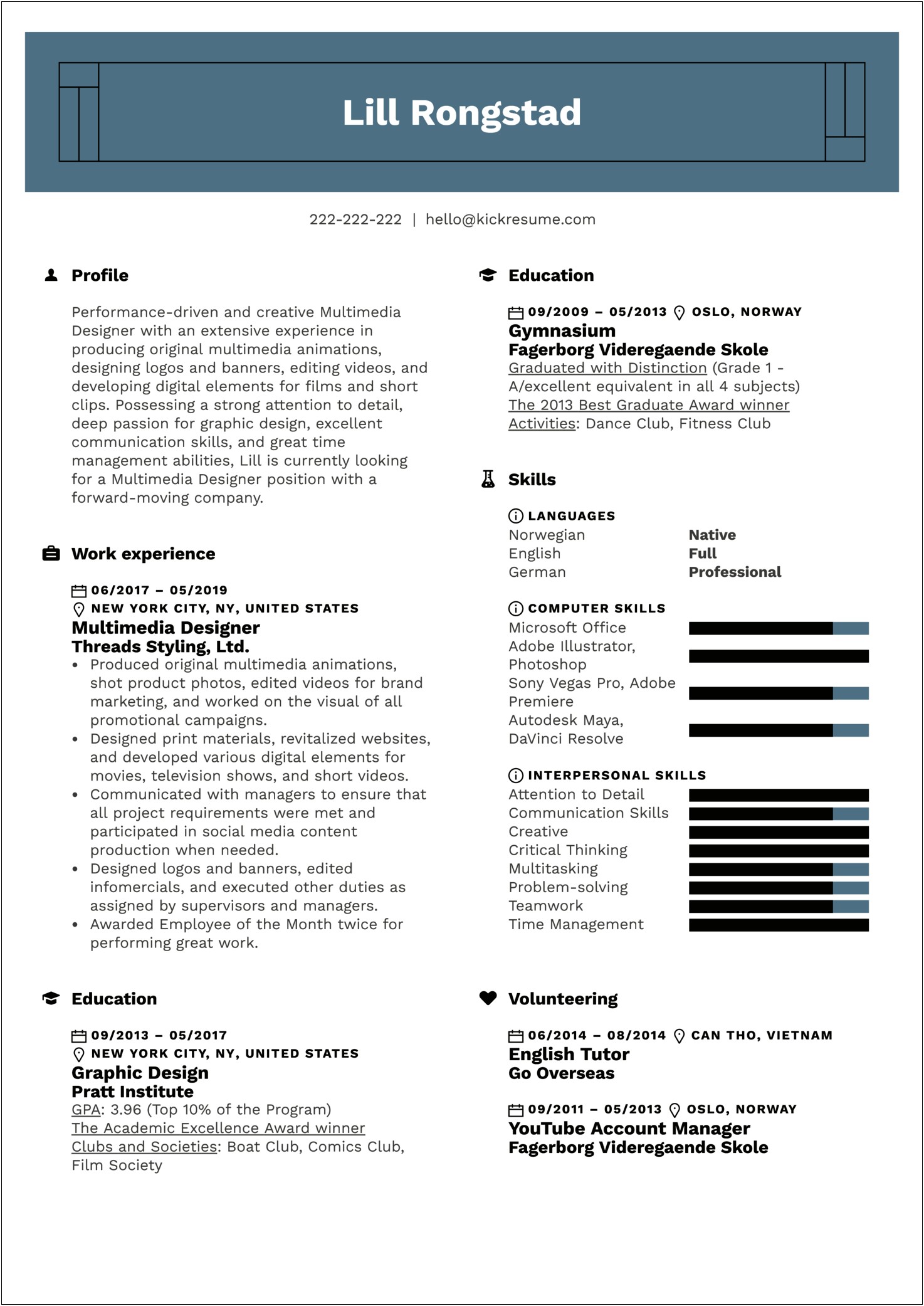 Personal Skills For Graphic Designer Resume